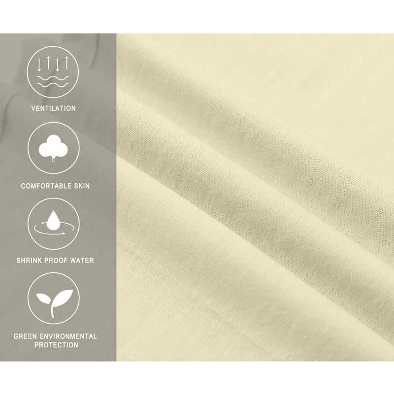 Janmid Men Casual Beach Trousers Linen Summer Pants Beige XL - Image 5